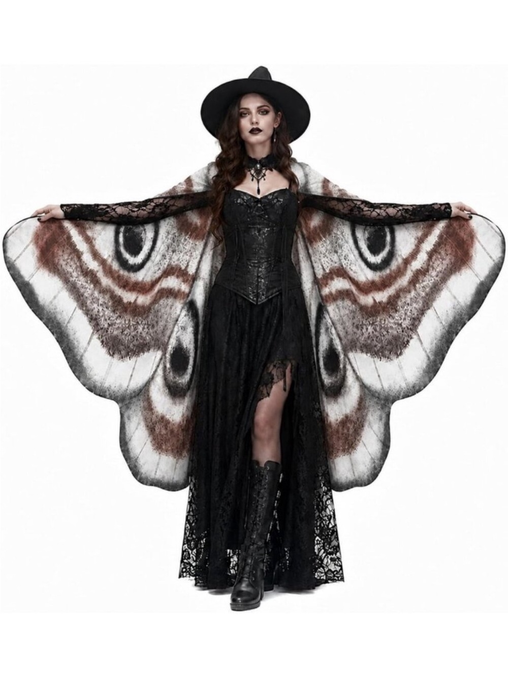 Double-Sided Printed Moth Wings Cape Shawl - 76x54 Inch Stylish Wrap